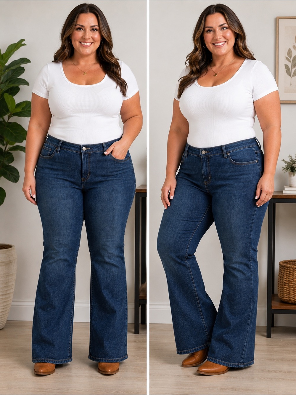 Natural Reflections Jeans Womens 18AM Dark Wash Bootcut Embroidered